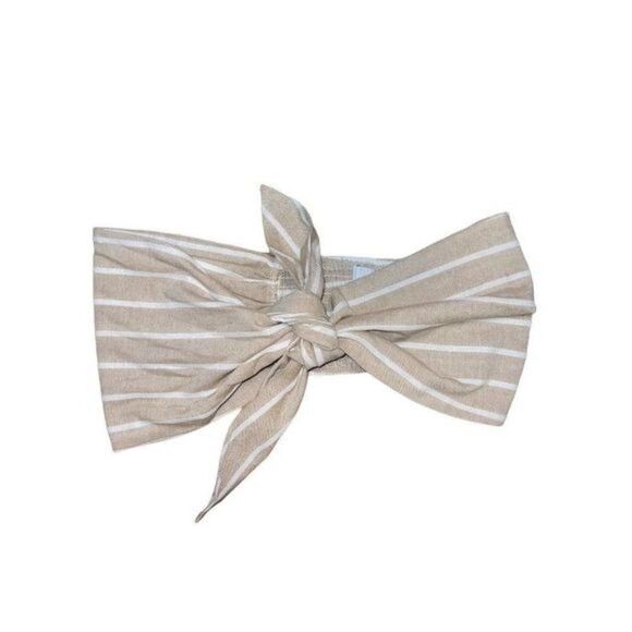Polly 100% Cotton Tan & White Stripes Bandeau / Crop Top -Size 2 - Picture 9 of 16